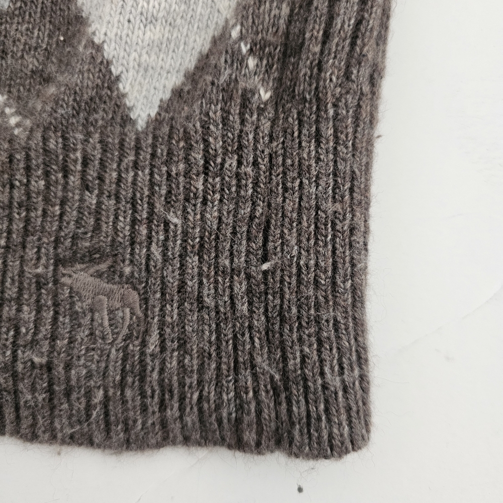 Vintage Y2K Abercrombie & Fitch Argyle Large Quarter Sleeve Cardigan Sweater - Picture 6 of 8